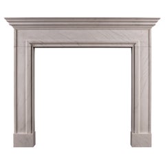 Vintage English Fireplace in White Marble