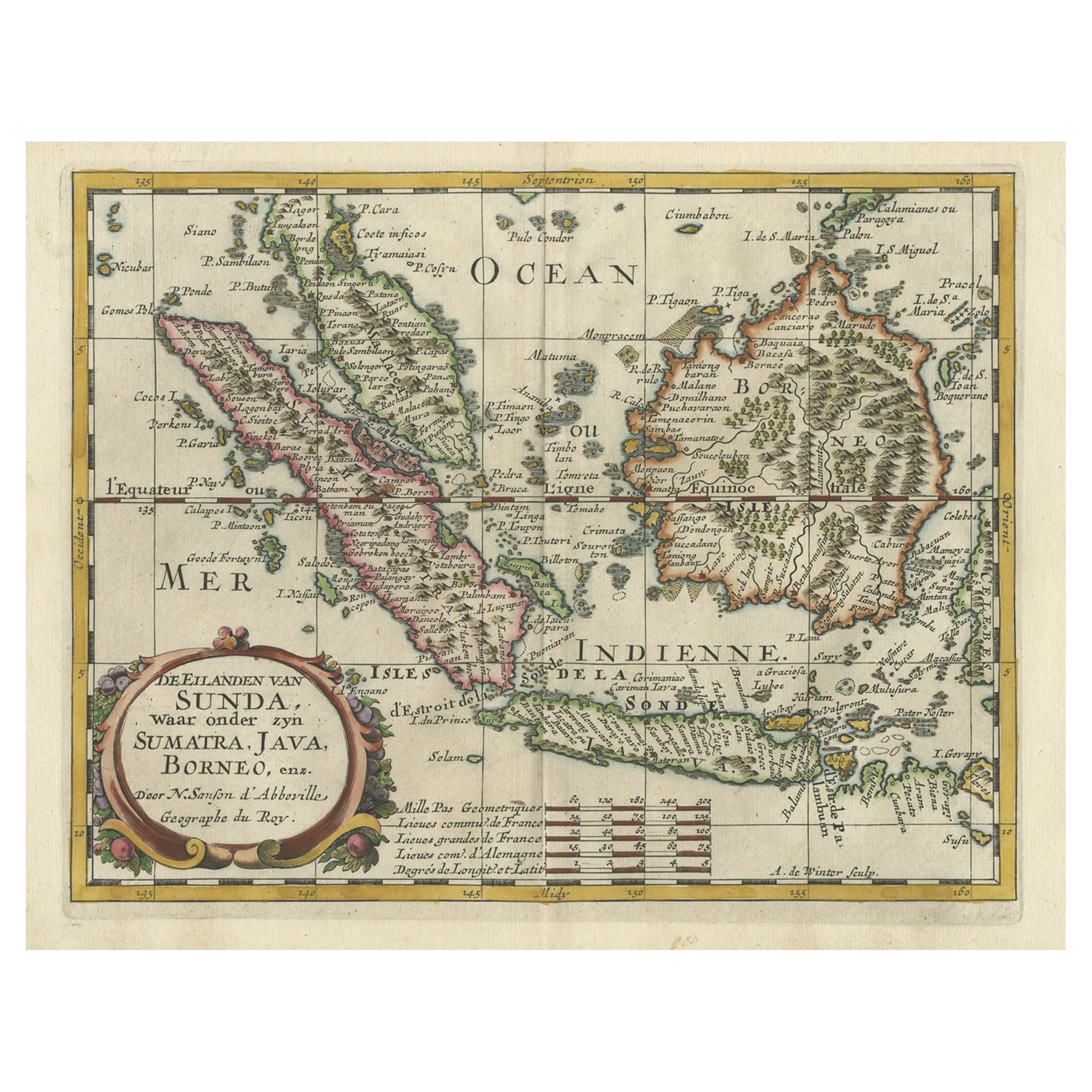 Old Map of the Bangka Belitun Islands, Greater Sunda Islands, Indonesia, 1705