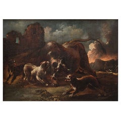 Peinture à l'huile sur toile - Animaux du 16ème siècle par Crivellino