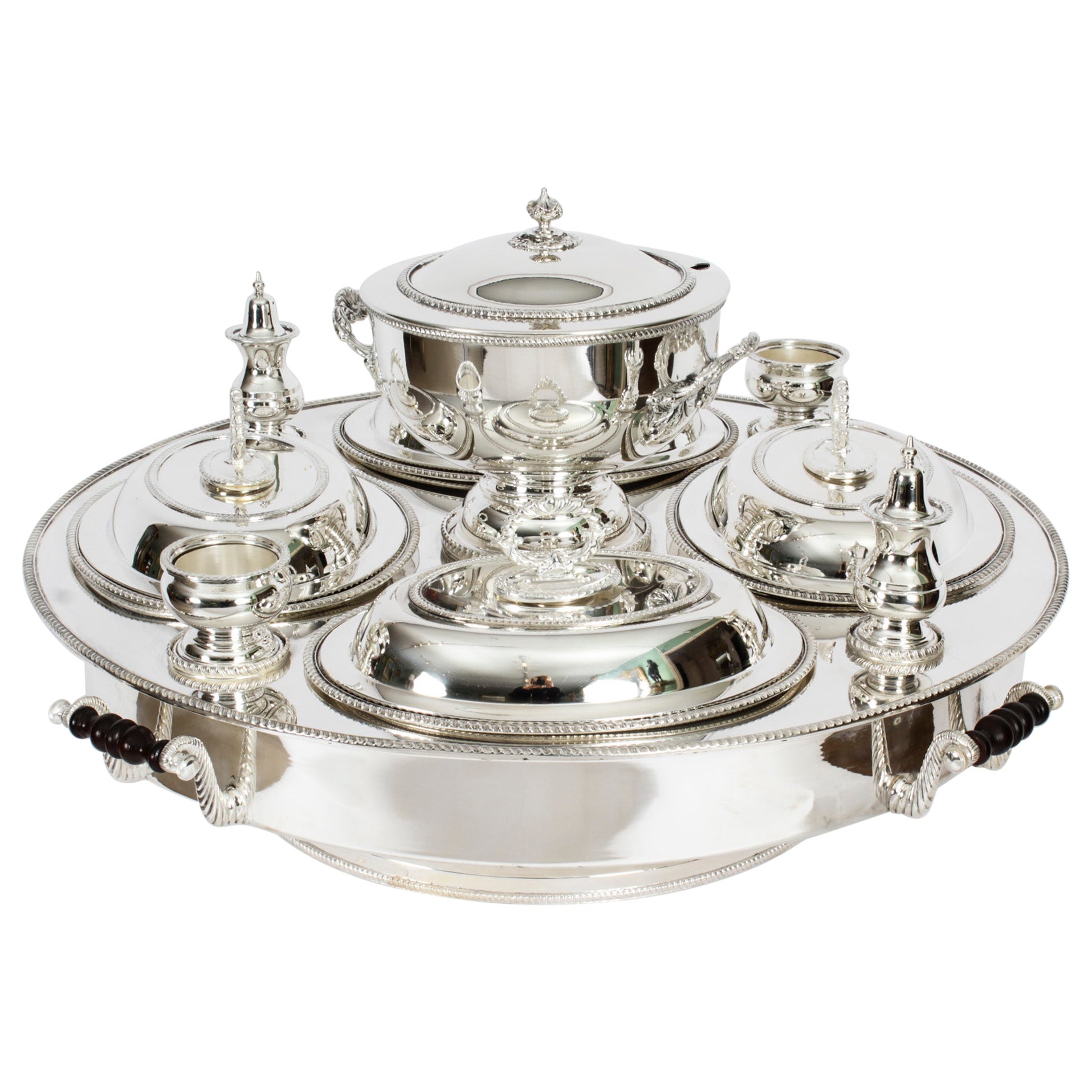 SILVER Plated Lazy Susan-Plain Style con gadroon Edge 