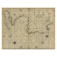 Original antike Seekarte der Küstenlinie von England nach Gibraltar, ca. 1700