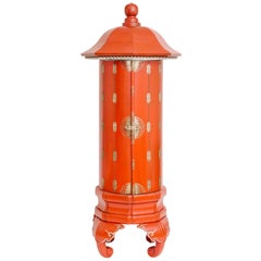 Mandarin Orange Red Pagoda Display Cabinet