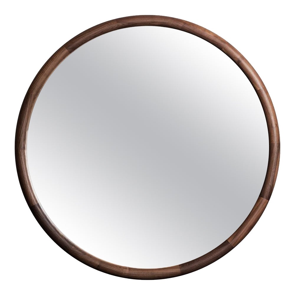 Circle Walnut Mirror For Sale