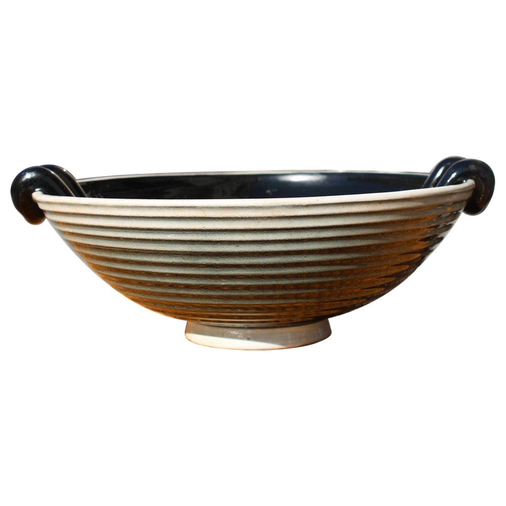 Decorative Art Decò Italian Futuristic Bowl Dante Baldelli Rometti 1930 Black For Sale