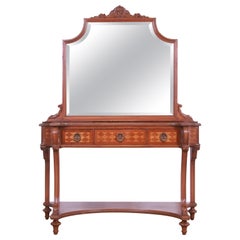 Early Herman Miller French Louis XVI Carved Walnut Vanity with Mirror, 1920s
