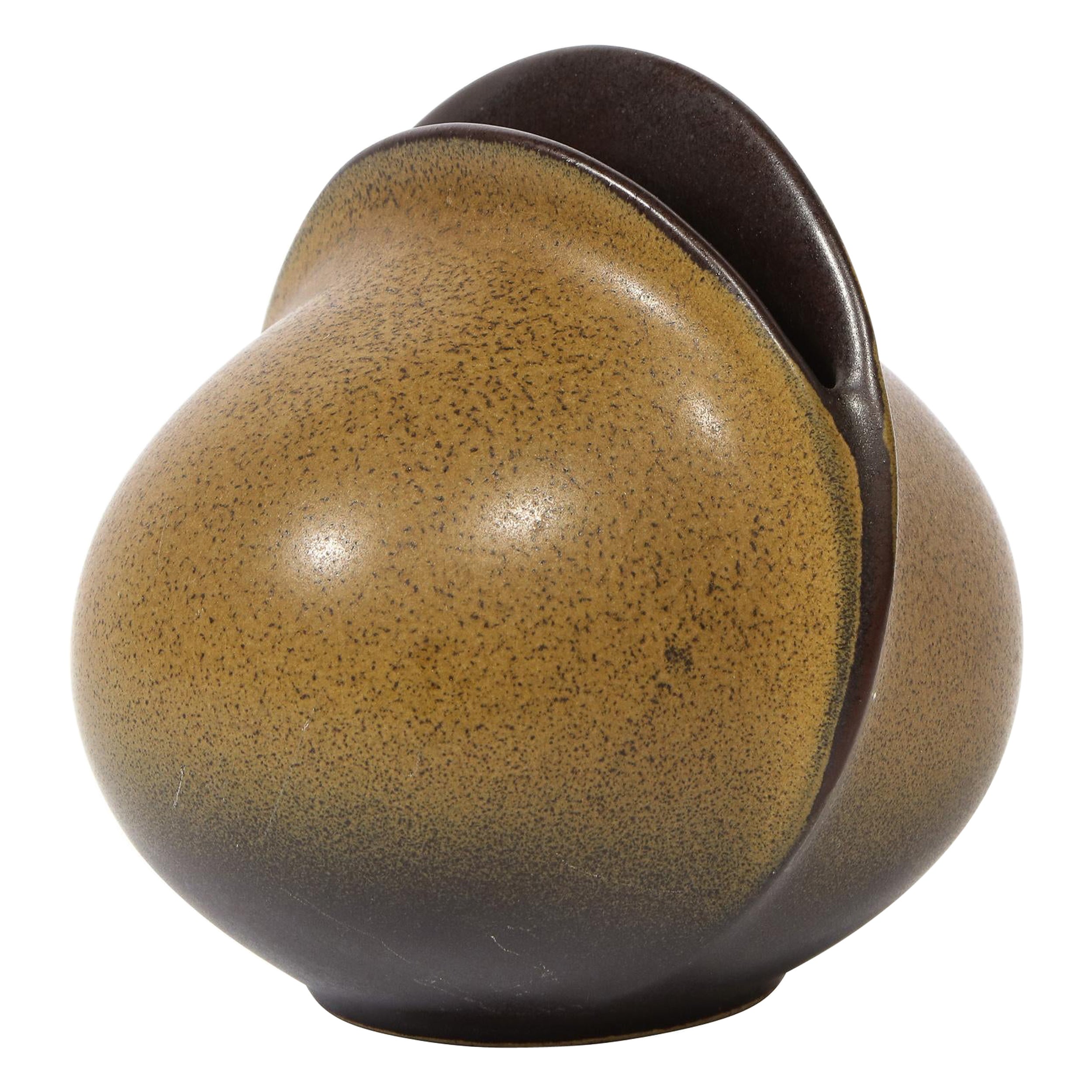 Mid-Century Modern Sculptural Spherical Vase with Ovoid Opening by Rosenthal For Sale