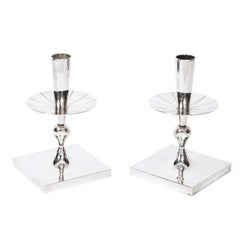 Retro Mid-Century Silverplated Candlesticks by Tommi Parzinger for Dorlyn Silversmiths