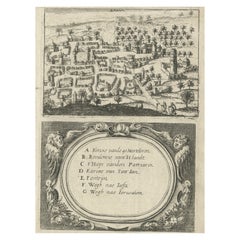 Antique Rare Map of Rama or Ramma 'Ramallah?' in Palestine or the Holy Land, ca.1730