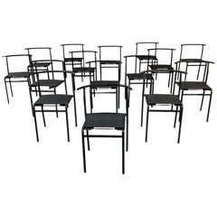 Italian Mid-Century Black Steel Rubber Chairs by Philippe Starck for Baleri 1980