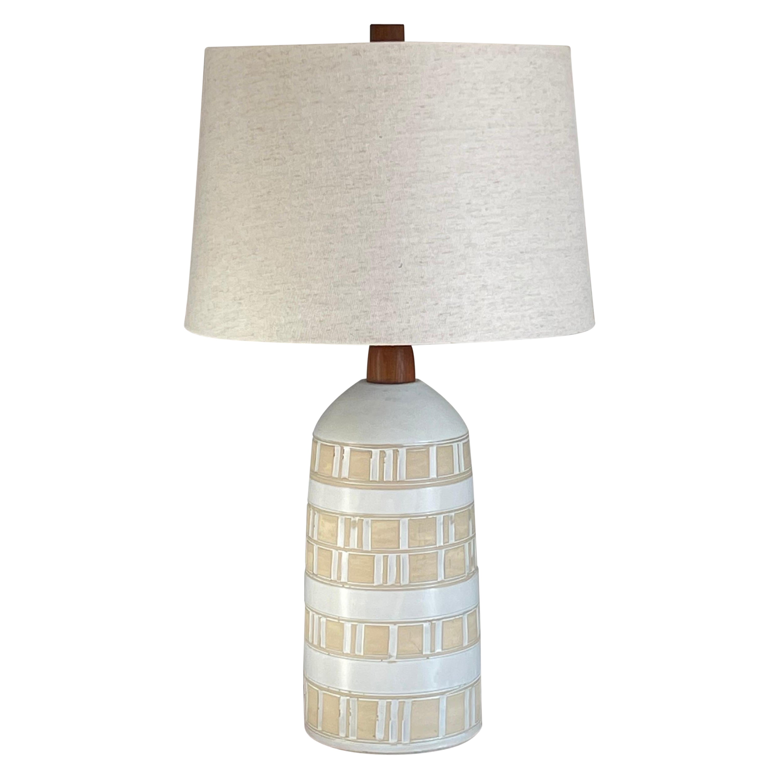 Jane and Gordon Martz Large Table Lamp, Ceramic and Walnut For Sale