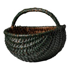 Antique 19th Century Small Swedish Folk Art Woven Basket