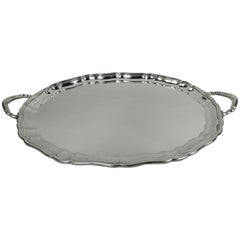 Large and Old-Fashioned Sterling Silver Tea Tray by Cartier