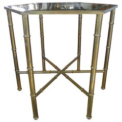Hollywood Regency Brass Hexagonal Table