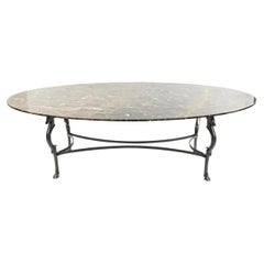 Vintage Neoclassical Style Oval Marble Top Dining Table