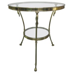 Directoire Style Brass Gueridon Side Table with Swan Head Accents