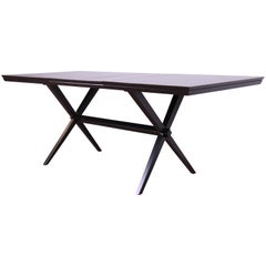 Russel Wright for Conant Ball Black Lacquered Solid Birch Dining Table