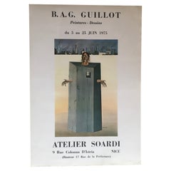Vintage Original Midcentury Surrealist Art Exhibition Poster, B.A.G. Guillot