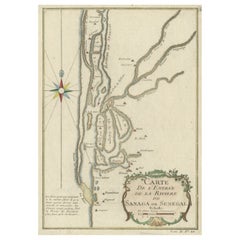 Antique Hand-Colored Map of the Mouth of the Senegal River in Africa, 1746