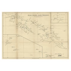 Rare carte ancienne des îles Solomon britanniques protégées, 1925