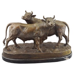 Cow with Bull Bronze After Models from Bonheur, Isidore 1827-1901