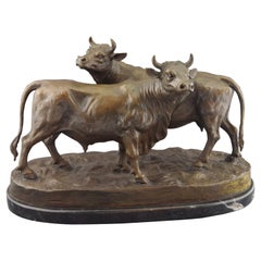 La vache avec le taureau en bronze d'après des modèles de Bonheur, Isidore 1827-1901