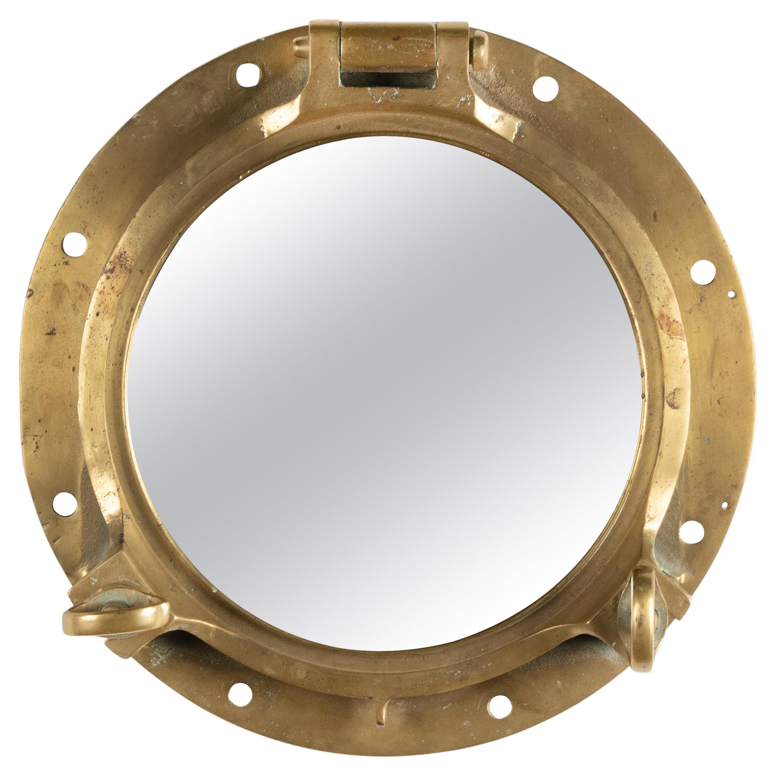 Early 20th Century Cast Brass Mirror Ship Porthole