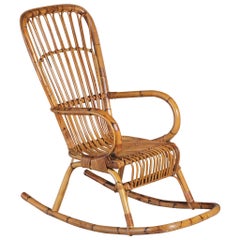 Vintage Mid Century Bamboo Rocking Chair, circa 1960s