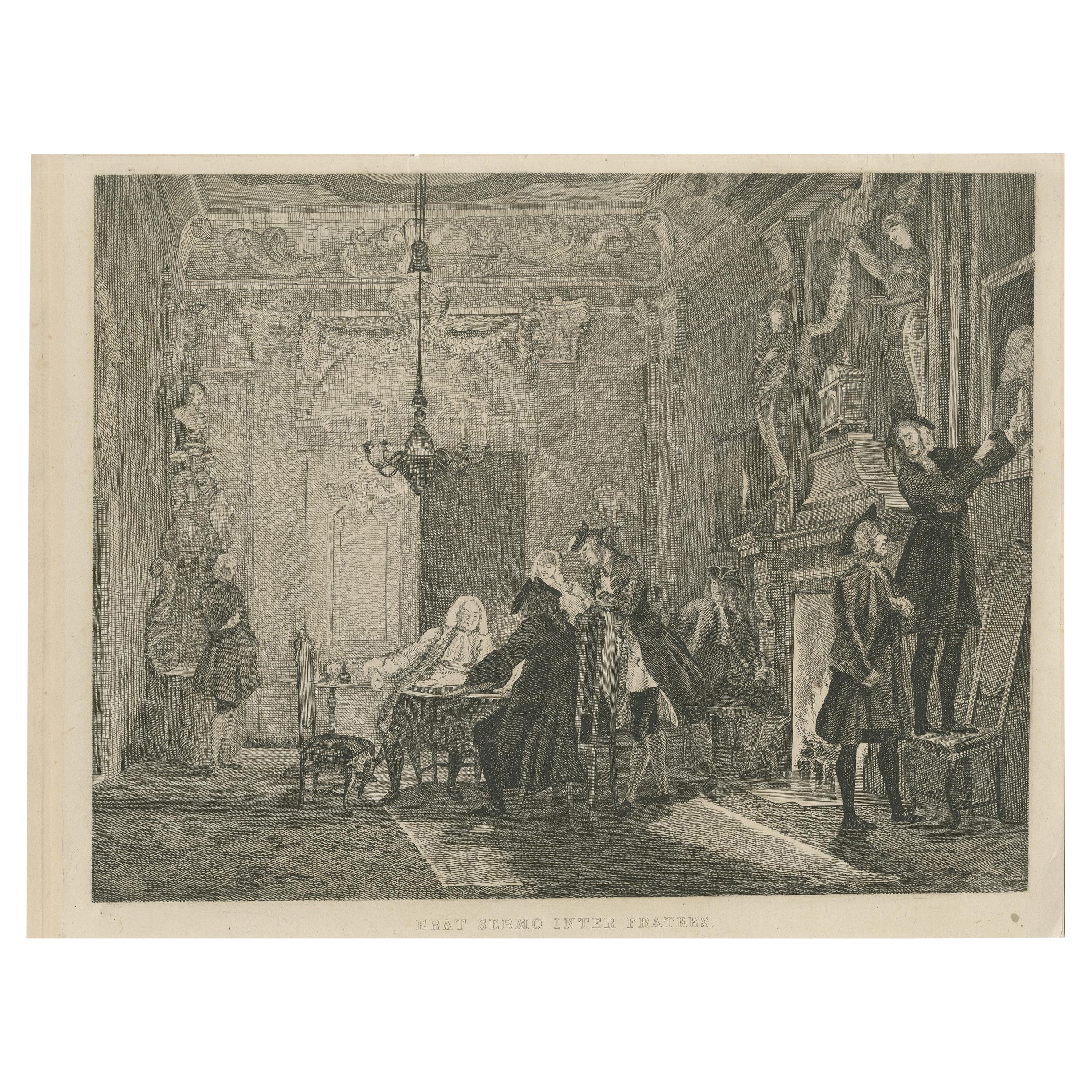 Etching on Chine Collé After the Painting by Cornelis Troost, ca.1850 For Sale