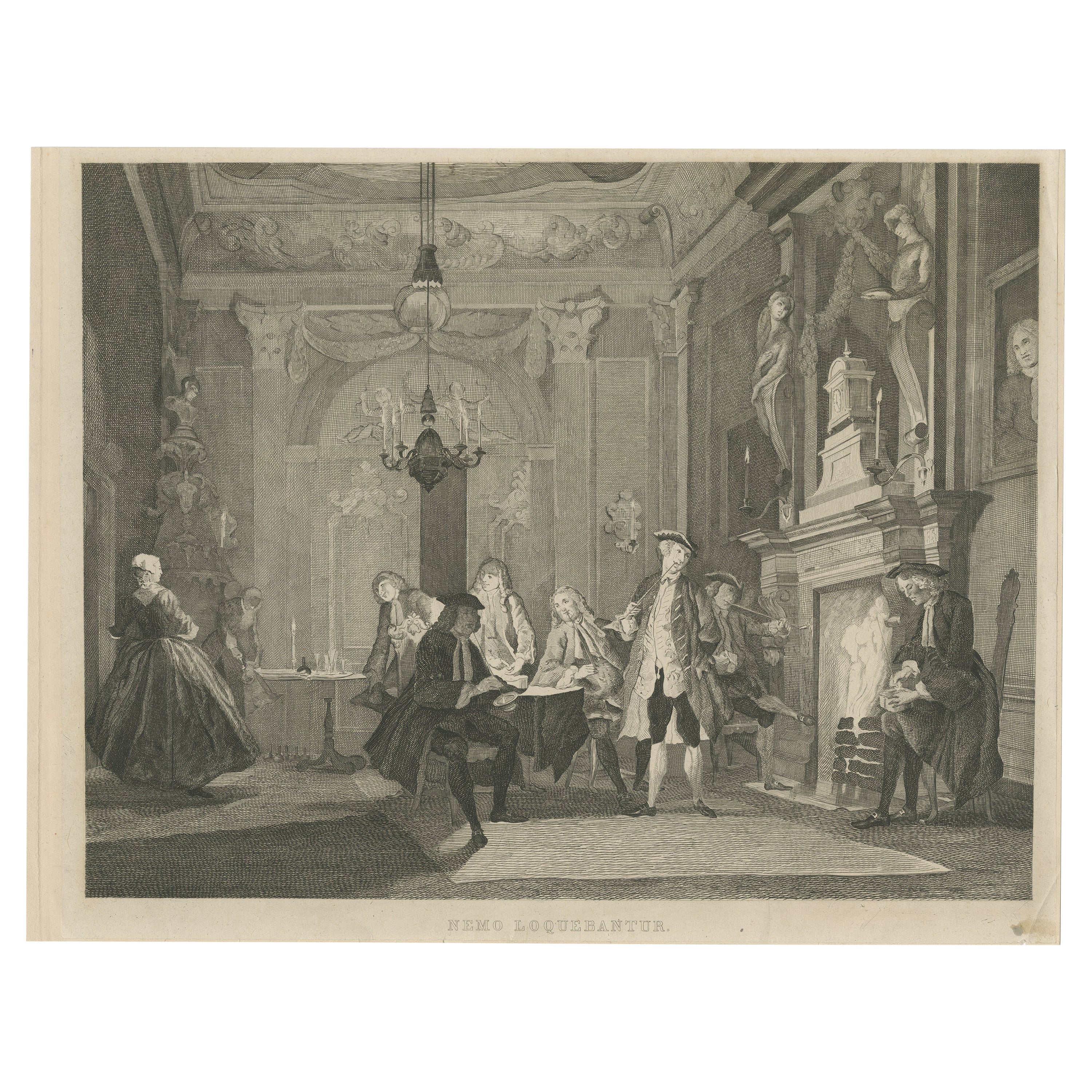 Antique print titled Nemo Loquebantur (No One Was Speaking), ca.1850