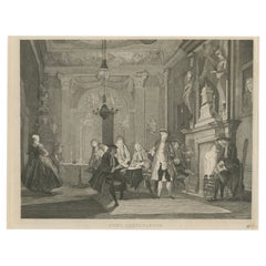 Old Etching on Chine Collé of Interior of the House of Biberius, ca.18
