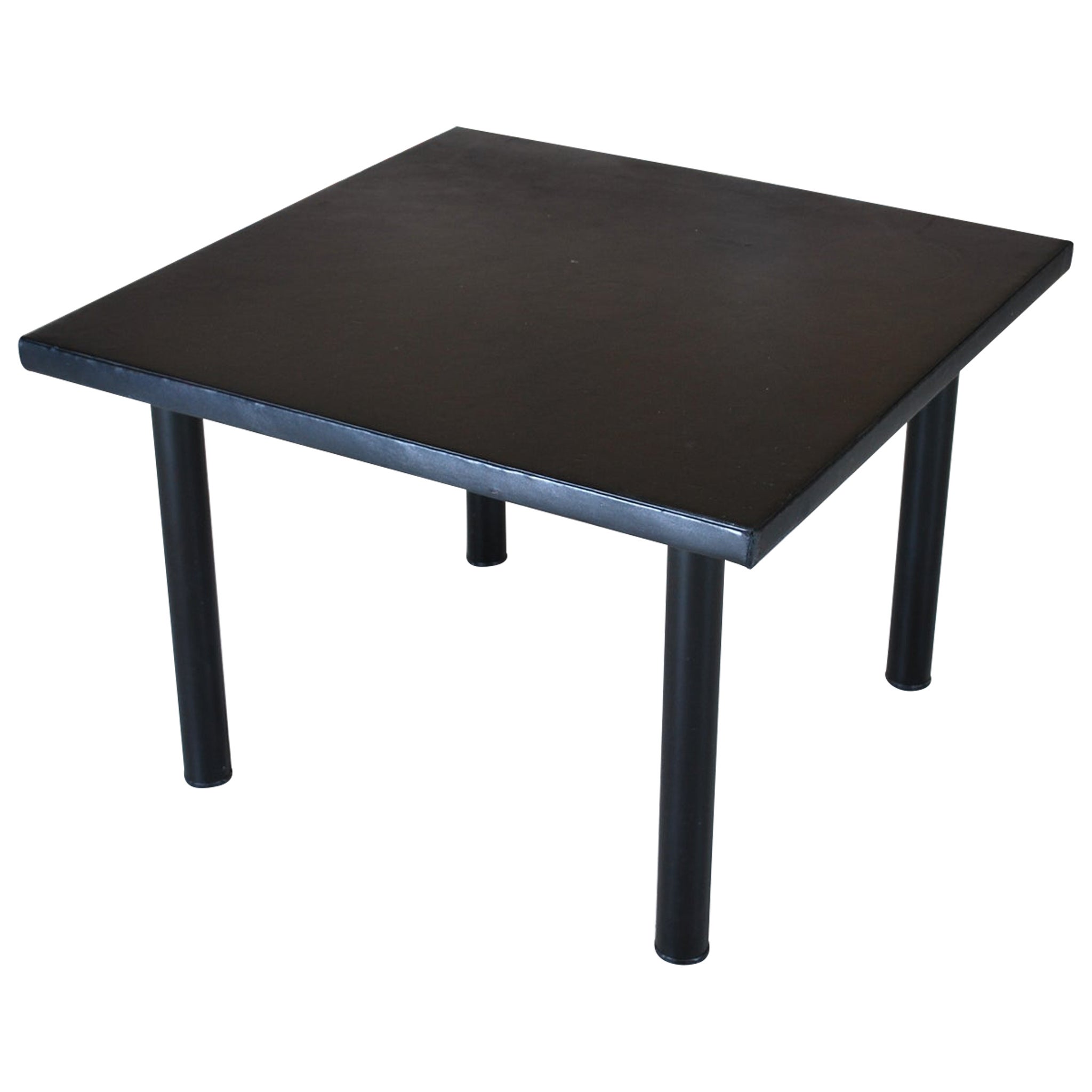 Mid-Century Coffee Table with Leather Top Aluminium Legs by Yrjö Kukkapuro 1960s