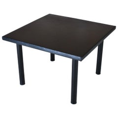 Mid-Century Coffee Table with Leather Top Aluminium Legs by Yrjö Kukkapuro 1960s