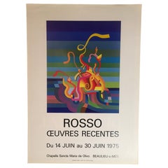 Original Midcentury Abstract Art Exhibition Poster, Works by Rosso Dated 1975