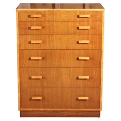 Mid-Century Walnut Chest of 6 Drawers by Alfred COX, England, Circa 1960s
