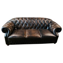 original Chesterfield 3-Seat Brown Leather Sofa Kent Modell Brand by Centurion