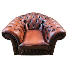Original Chesterfield Armchairs Brown Leather by Centurion