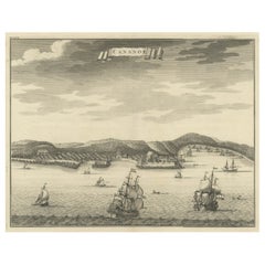 Original Antike Gravur von Kannur „or Cannanore“, Kerala, Indien, 1726