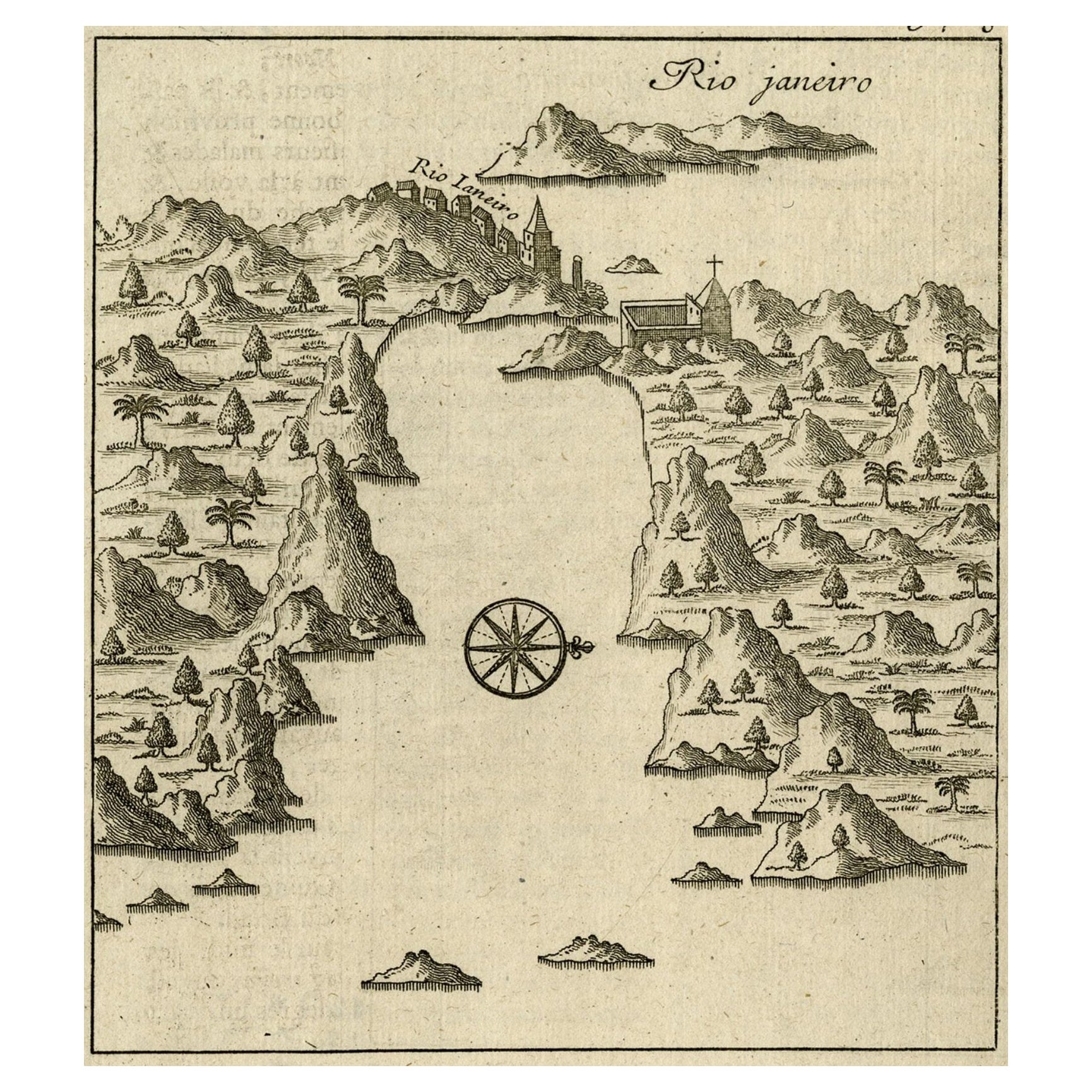 Early Bird's-Eye View of Rio Di Janeiro and Guanabara Bay, Brazil, 1702 For Sale