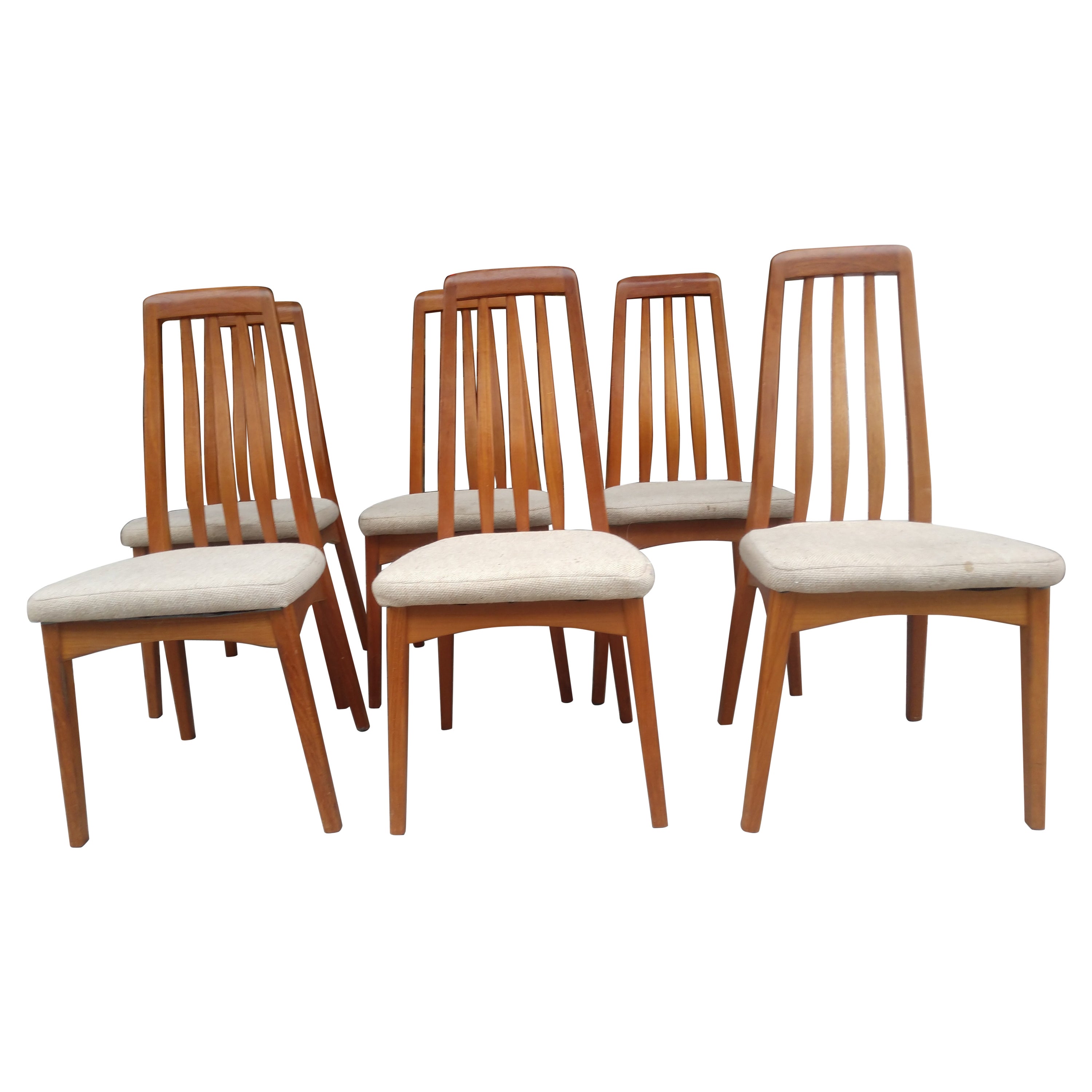 Mid Century Modern Danish Design Set of 6 Benny Linden Dining Chairs