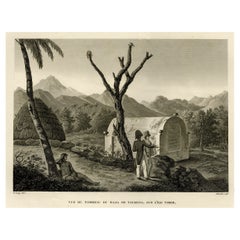 Antique Print of the Tomb of the Raja of Taybeno on the Island Timor, 1825
