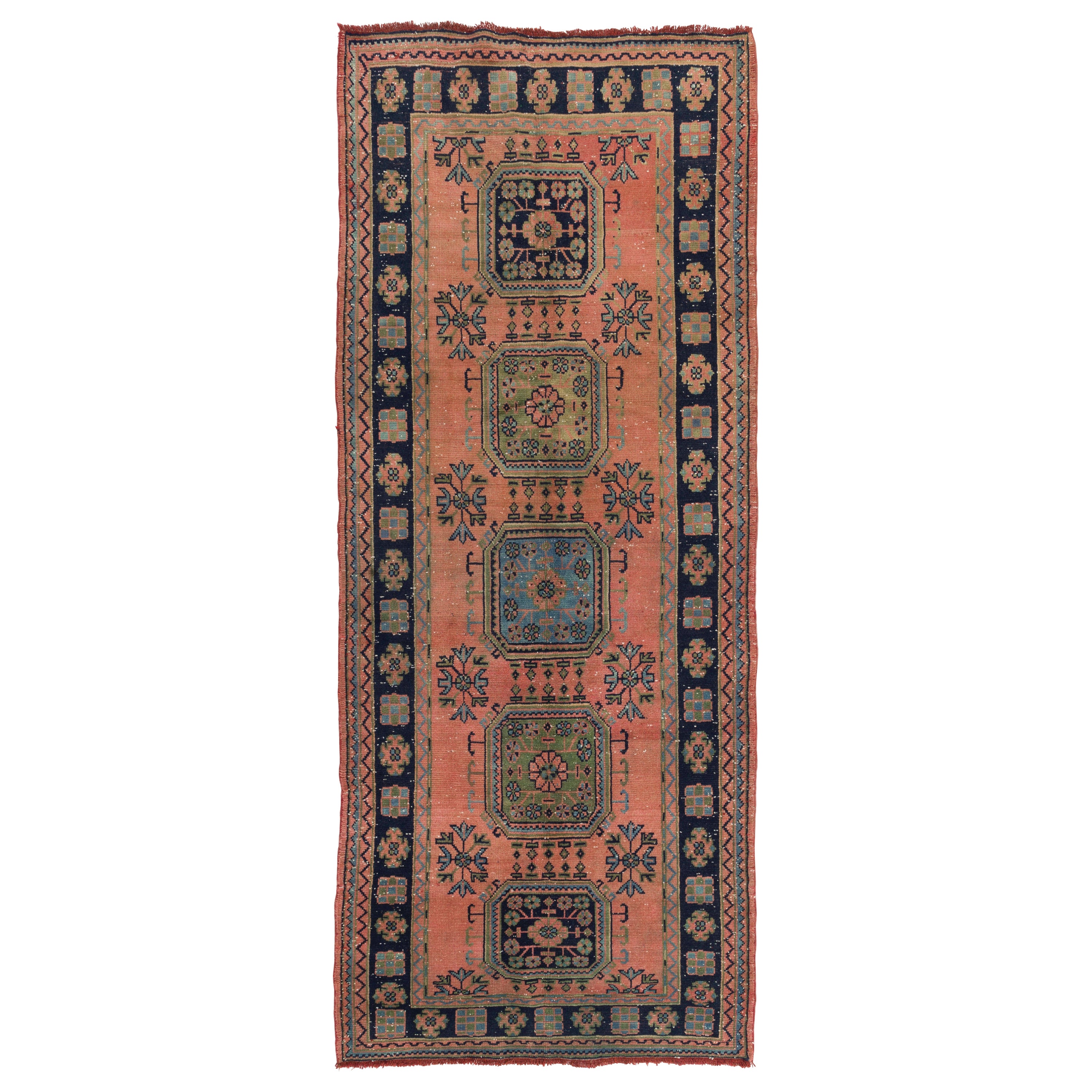 5x11.5 ft Mid-Century Oushak Wool Runner. Tapis oriental unique pour le hall d'entrée