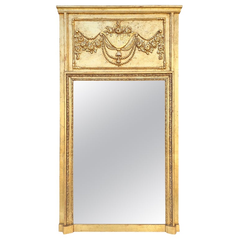 Grand miroir ancien à trumeau en bois doré, France, vers 1935 - En vente  sur 1stDibs