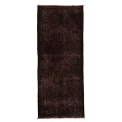 5x11.8 Ft Plain Solid Brown Modern Wool Runner Rug, Hand Knotted in Turkey