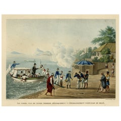 Print of the French Disembark at the Portugese Settlement of Dille, Timor, 1825