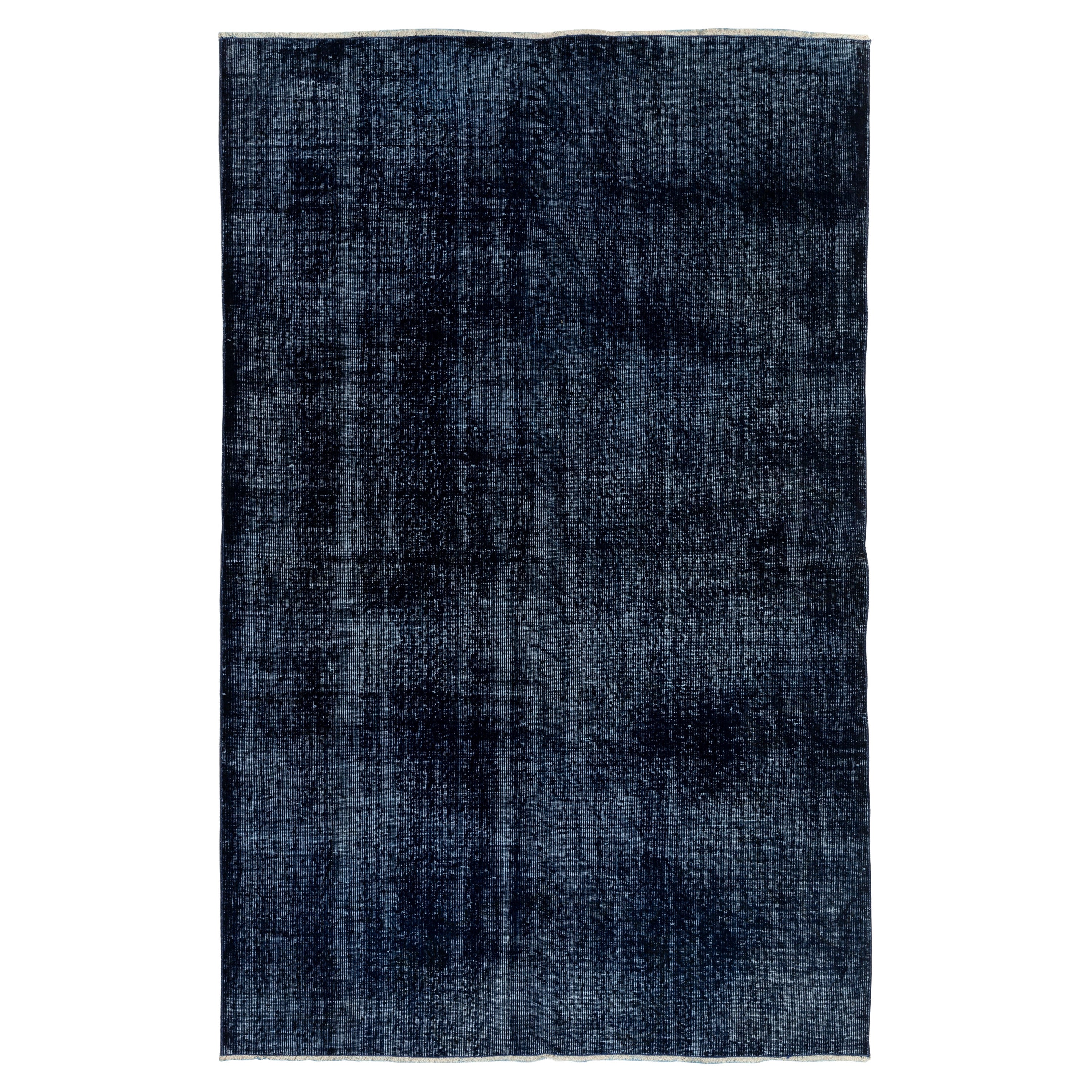 5.5x8.4 Ft Plain Solid Navy Blue Handmade Turkish Rug. Great 4 Modern Interiors For Sale