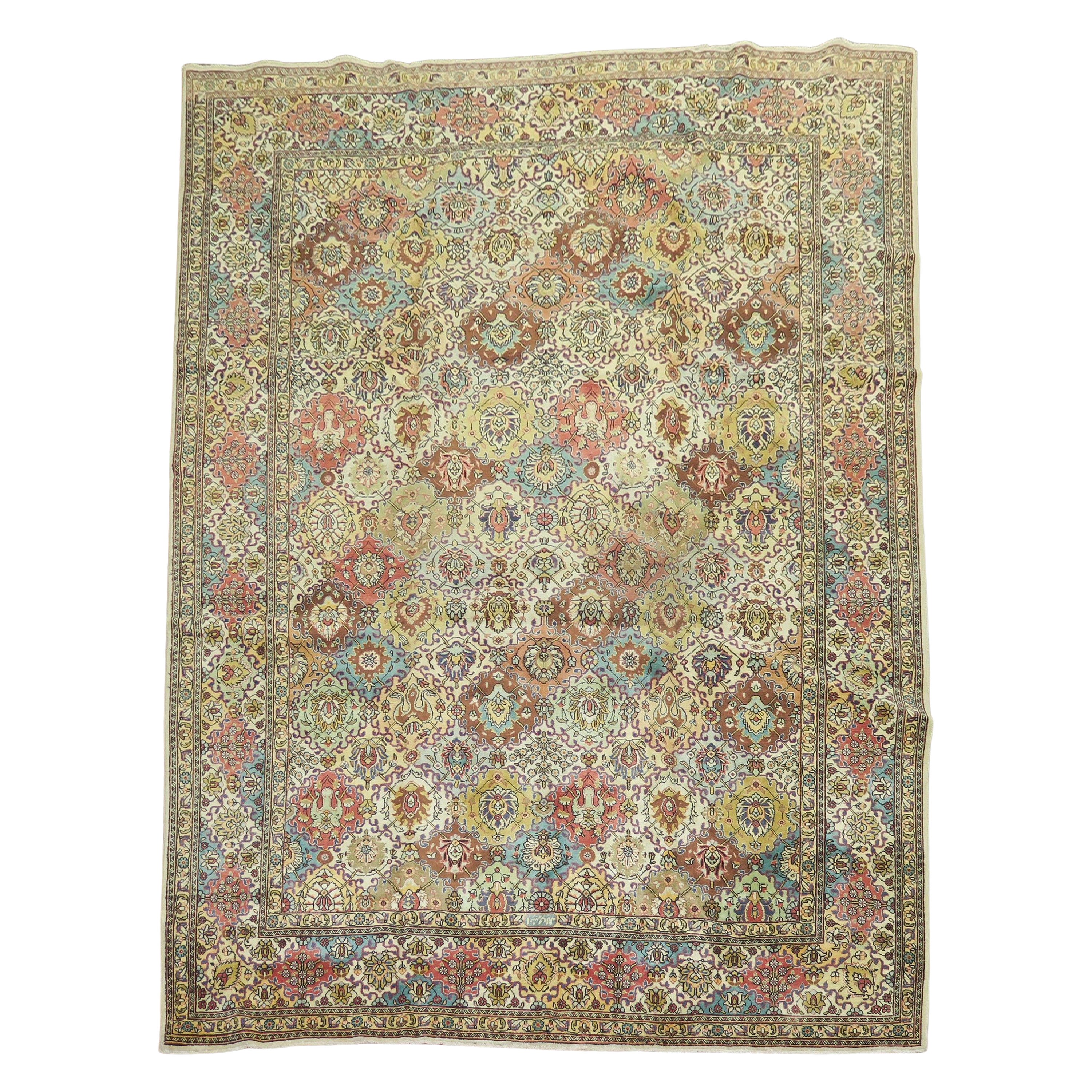 Zabihi Collection Vintage Persian Tabriz Room Size Rug For Sale