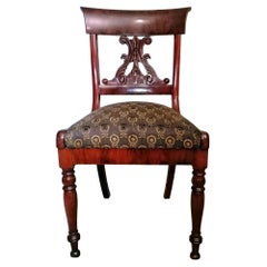 Antique Biedermeier Style Danish Chair in Wood and Fabric