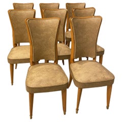 Vintage Set of Eight French Art Deco Dining Room Chairs