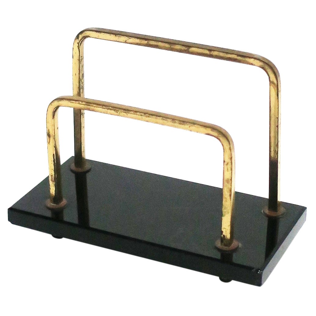 Art Deco Brass Desk Letter Holder, ca. Early 20th Century