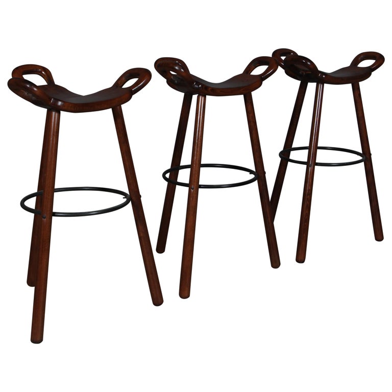 Spanish Marbella Sergio Rodrigues Bar Stools 1970s For Sale at 1stDibs